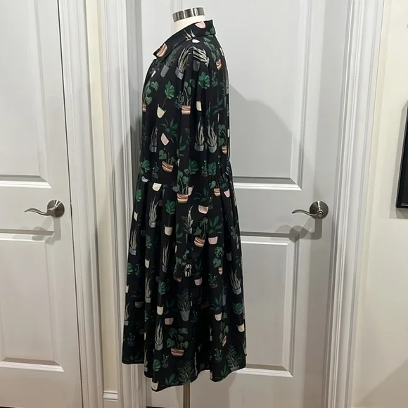 Eloquii Dress Potted Plants Fit & Flare Black Size 22 - Picture 7 of 15